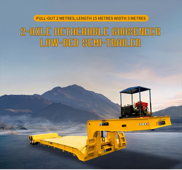 2-осный 120-тонный гидравлический съемный низкорамный прицеп с гибкой шеей