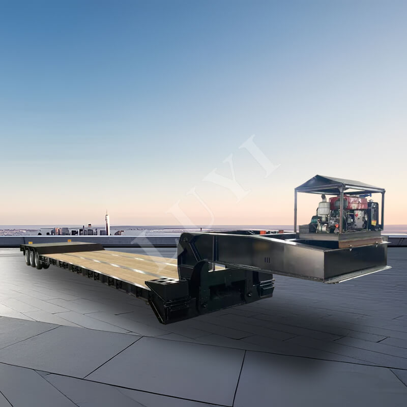 3-осный 60-тонный низкорамный полуприцеп-тягач с прицепом