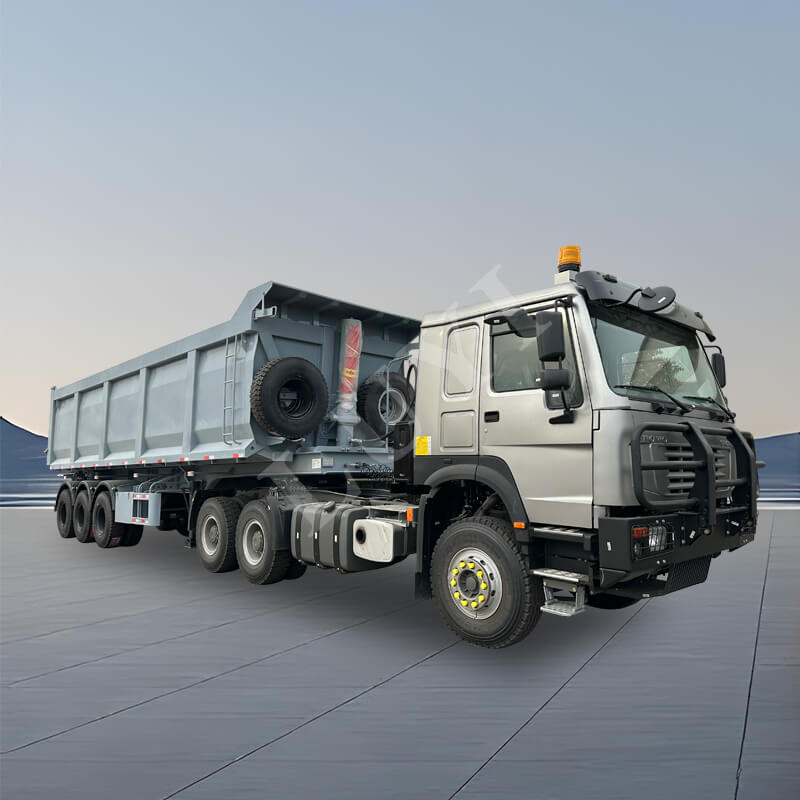 3-х трехосный U-образный грузовой самосвал с боковым опрокидыванием