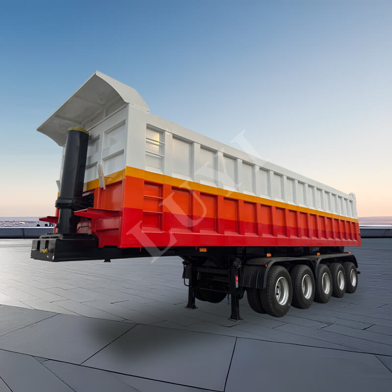 5-осный сверхмощный 120-тонный прицеп с задней разгрузкой, саморазгружающийся прицеп из углеродистой стали