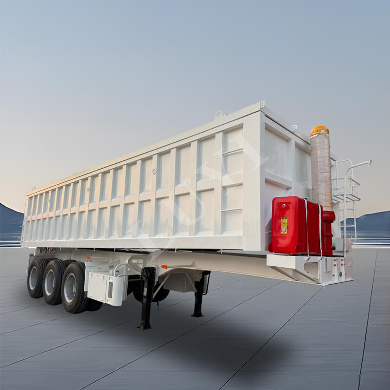 Трехосный прямоугольный U-образный полуприцеп-самосвал грузоподъемностью 60 тонн с задней разгрузкой